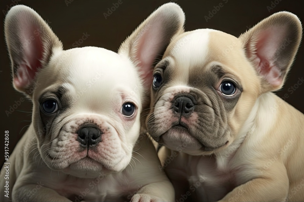 two small dogs sitting side by side. Generative AI two small dogs sitting side by side. Generative AI