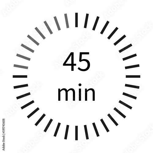 45 minutes digital timer stopwatch icon vector for graphic design, logo, website, social media, mobile app, UI illustration
