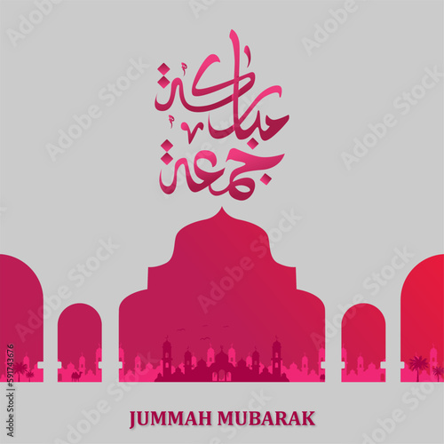 jummah mubarak design post social media with mosque