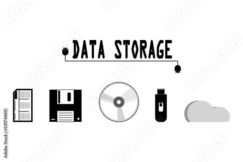 data storage icon set. computing. cloud.