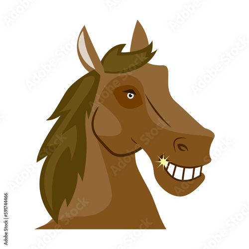 Horse Mascot Cartoon Head. colorful animation.