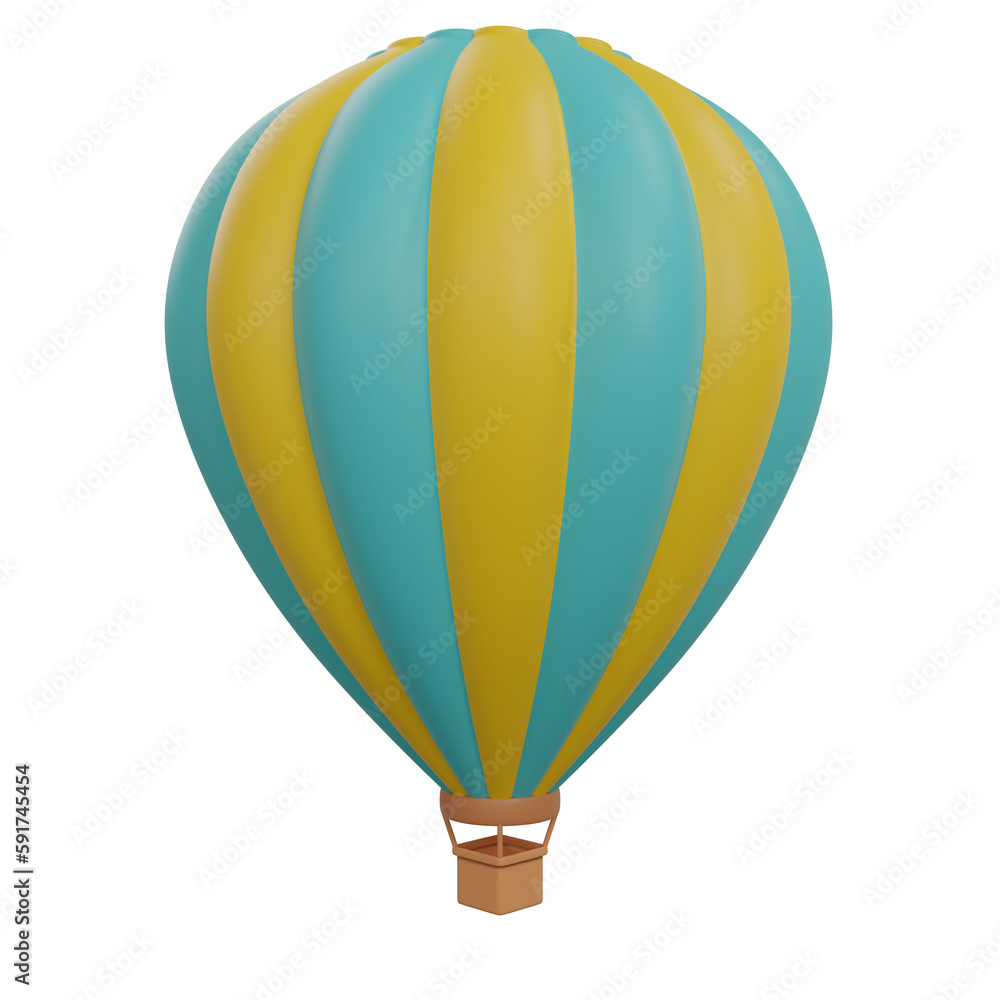 Fototapeta premium 3D rendering hot air balloon isolated.