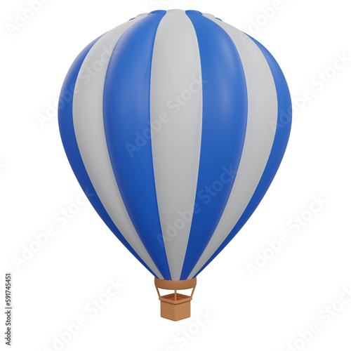3D rendering hot air balloon isolated.