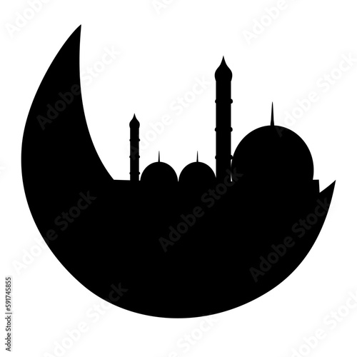 Crescent Moon and Mosque Islamic Decoration