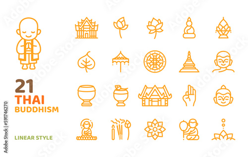 thai buddhism line icon style vector illustration