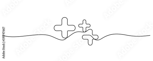 plus sign in continuous line drawing vector illustration. abstract background hand drawn minimalism conceptual