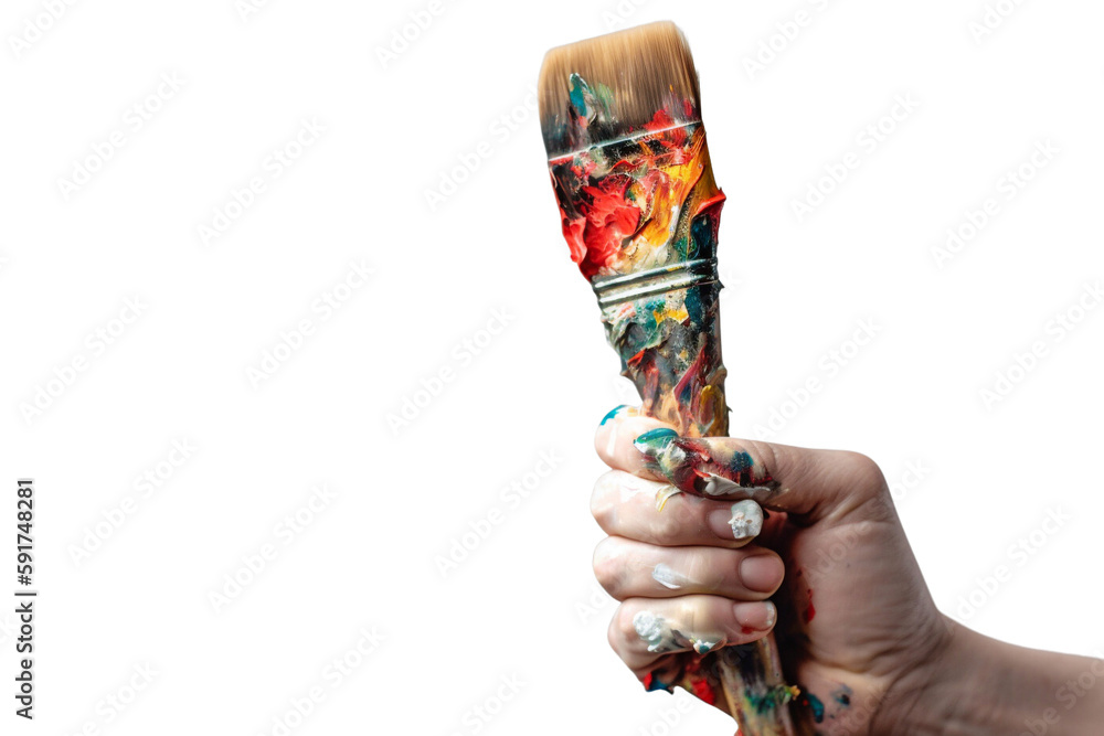Innovative Woman Holding Paintbrush in Close-up Shot. Generative AI