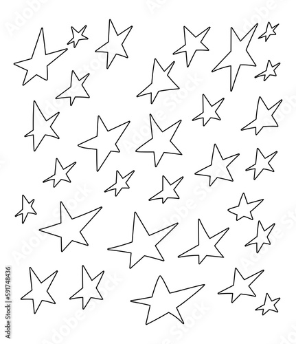 coloring page  with doodle stars set