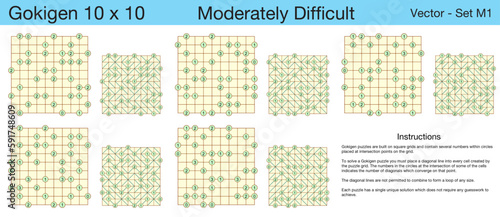 5 Moderately Difficult Gokigen 10 x 10 Puzzles. A set of scalable puzzles for kids and adults, which are ready for web use or to be compiled into a standard or large print activity book.