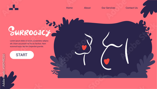 Surrogacy minimal icon. Belly of pregnant woman in profile with heart