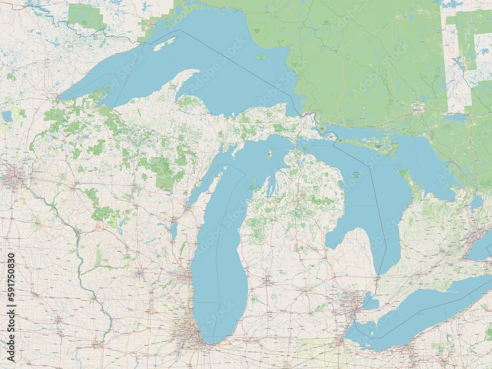 Michigan, United States of America. OSM. No legend