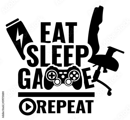 Eat Sleep game repeat SVG, Gamer SVG, Gaming SVG, Video game SVG, Gaming Funny Quote, Gamer Cut File