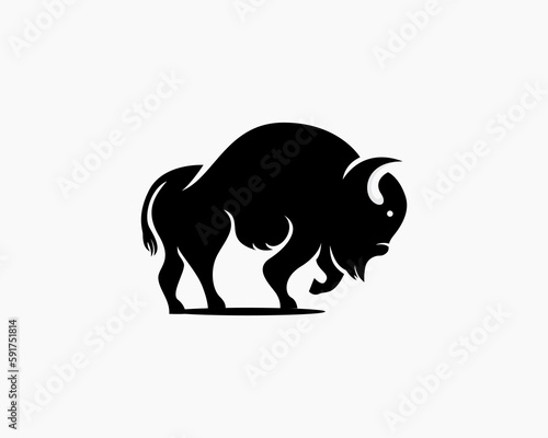 stand bison rampage logo design template illustration inspiration