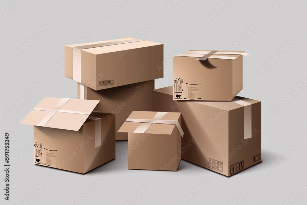 Fototapeta premium cardboard boxes on white background