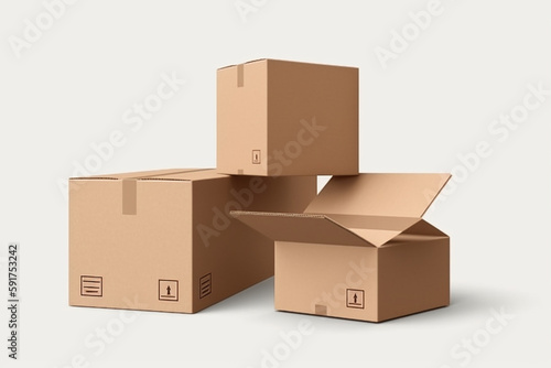 cardboard boxes on white background © varut