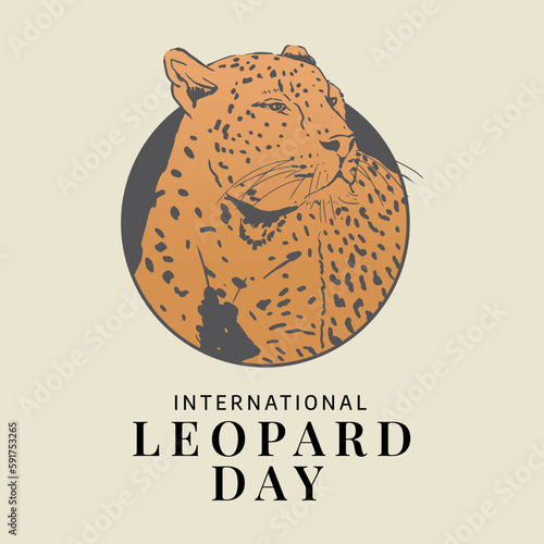 international leopard day vector illustration. leopard drawing line art. leopard vector illustration.