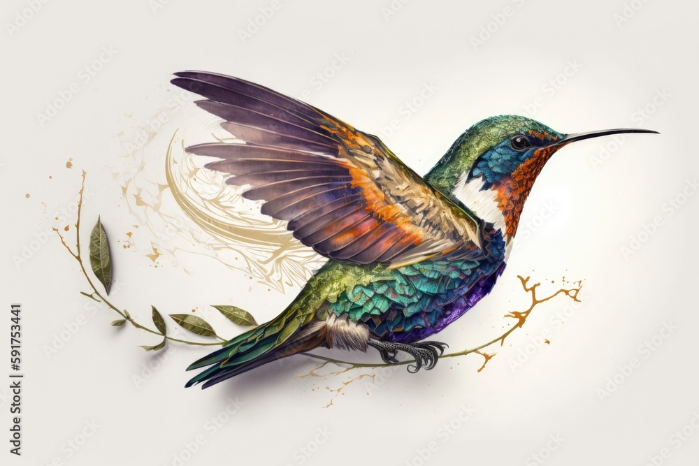 Obraz premium beautiful hummingbird perched on a branch. Generative AI