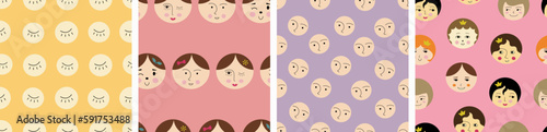 Feminine look, abstract personage, mascot design, funny face, cute icon