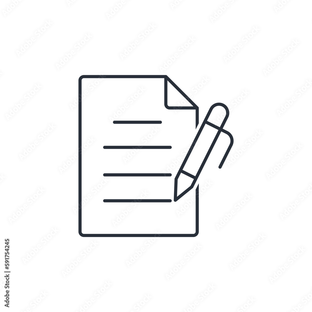 evidence document. Protocol. Vector linear icon isolated on white background. evidence document. Protocol. Vector linear icon isolated on white background.
