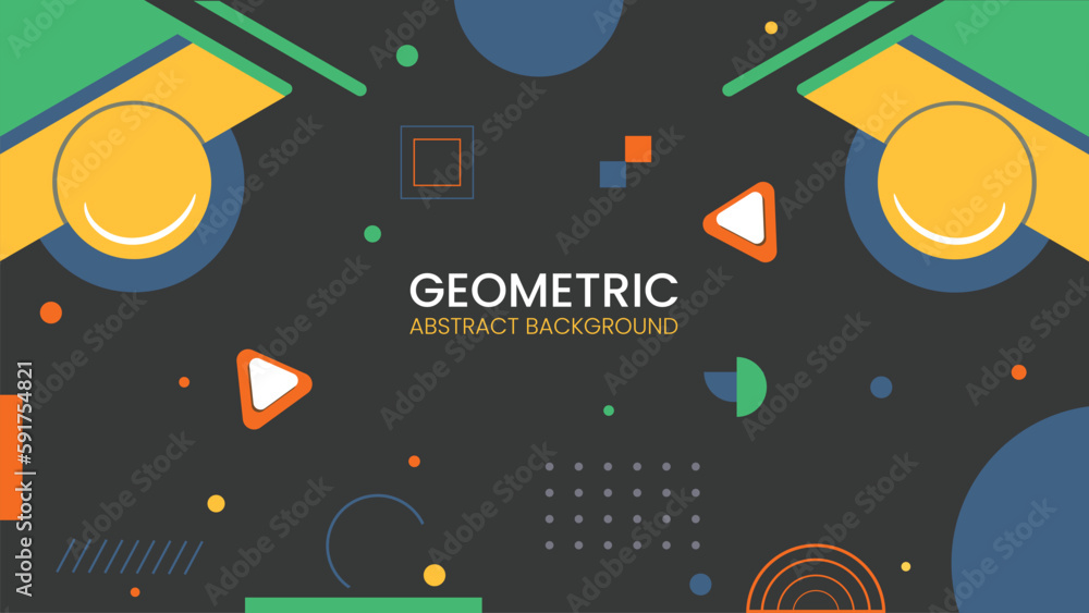 Obraz premium Minimal geometric abstract background design. Vector overlay pattern of geometric shape, line and dot with circle, tringle and squire simple creative background