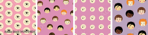 Feminine look, abstract personage, mascot design, funny face, cute icon