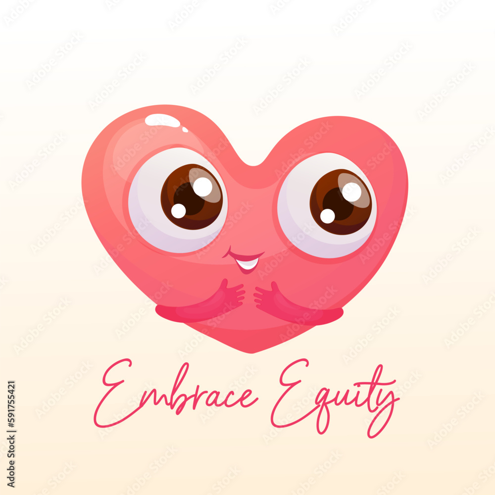 Fototapeta premium Embrace Equity vector illustration. Sisterhood and girl power concept. Woman hug yourself. EmbraceEquity. Female empowerment movement