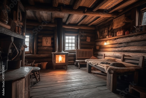 Cozy Wood Cabin Retreat - AI generated