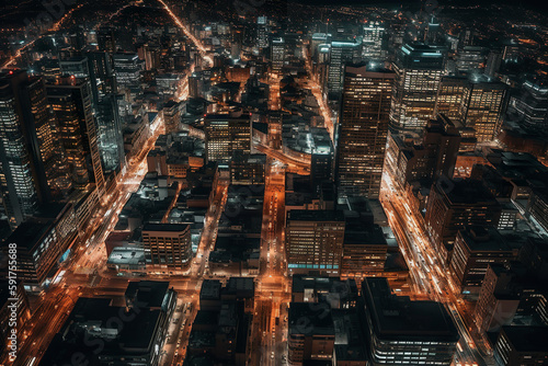 Nighttime City Skyline with Vibrant Energy - AI generated © Custom Media