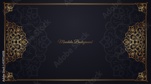 luxury mandala background, black and gold, design vector