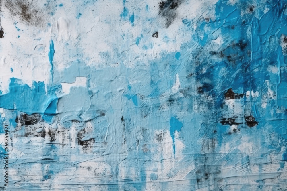 Light Blue Grunge Paint Strokes On White Background. Generative AI