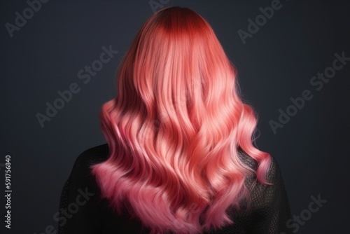 Ombre Hair Color Fading To Pink Back View. Generative AI photo