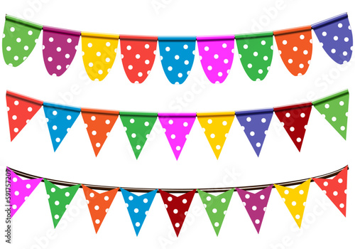 Colorful confetti, party flags isolated on white background.set of colorful ribbons