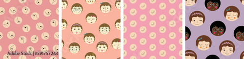 Feminine look, abstract personage, mascot design, funny face, cute icon