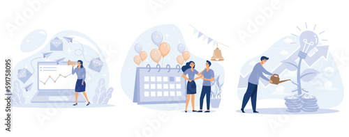 Website navigation bar concept, PR events, sponsoring web page, UI element, user interface, corporate landing page, online business representation, set flat vector modern illustration
