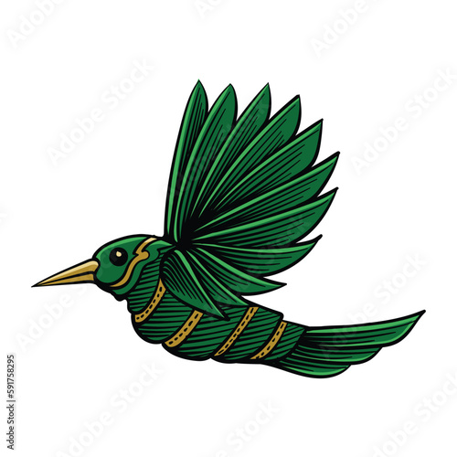 Broad Billed Hummingbird. Using different backgrounds the bird becomes more interesting and blends with the colors. These birds are native to Mexico and brighten up most gardens where flowers bloom.