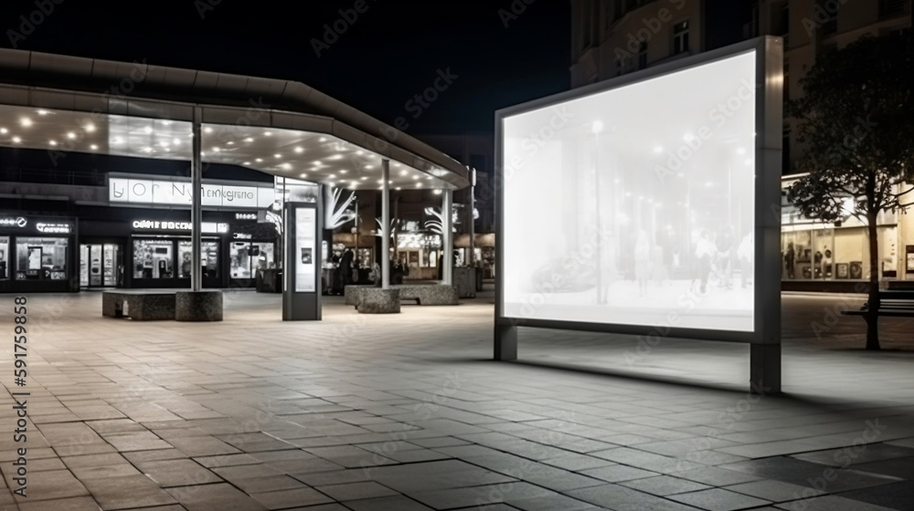 Blank an empty billboard in a busy shopping. generative ai. Stock ...