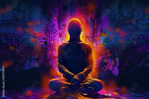 Meditation and work with energies and aura. Generative AI Image