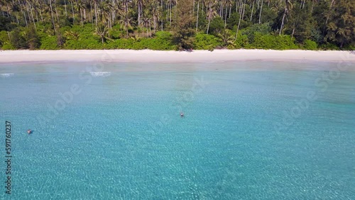 Nice aerial view flight 
koh kood paradise island dream Beach Ao Phrao, thailand 2022. drone top down Above view
4k uhd cinematic footage. photo