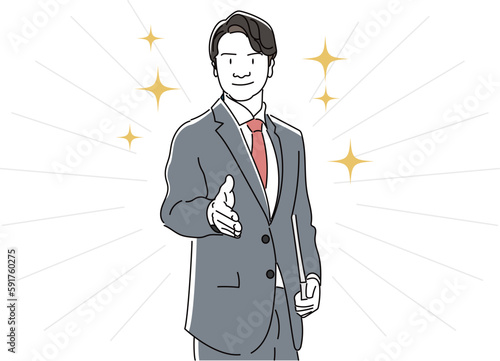 握手を求めるビジネスマン