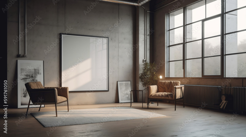Fototapeta premium Decorate the empty living room with gray walls and parquet floors. generative ai.