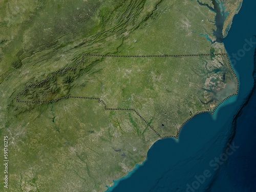 North Carolina, United States of America. Low-res satellite. No legend