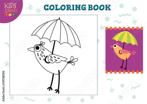 Color picture vector illustration. Coloring game for preschool and school kids