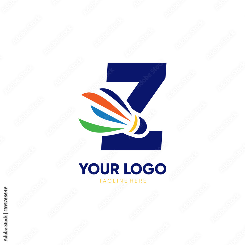 Letter Z Initial Shuttlecock Logo Design Vector Icon Graphic Emblem Illustration