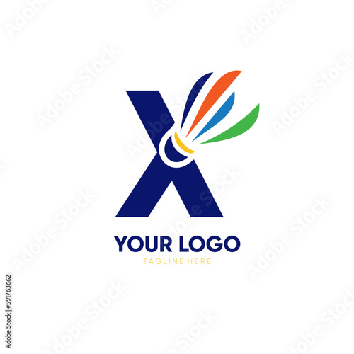 Letter X Initial Shuttlecock Logo Design Vector Icon Graphic Emblem Illustration