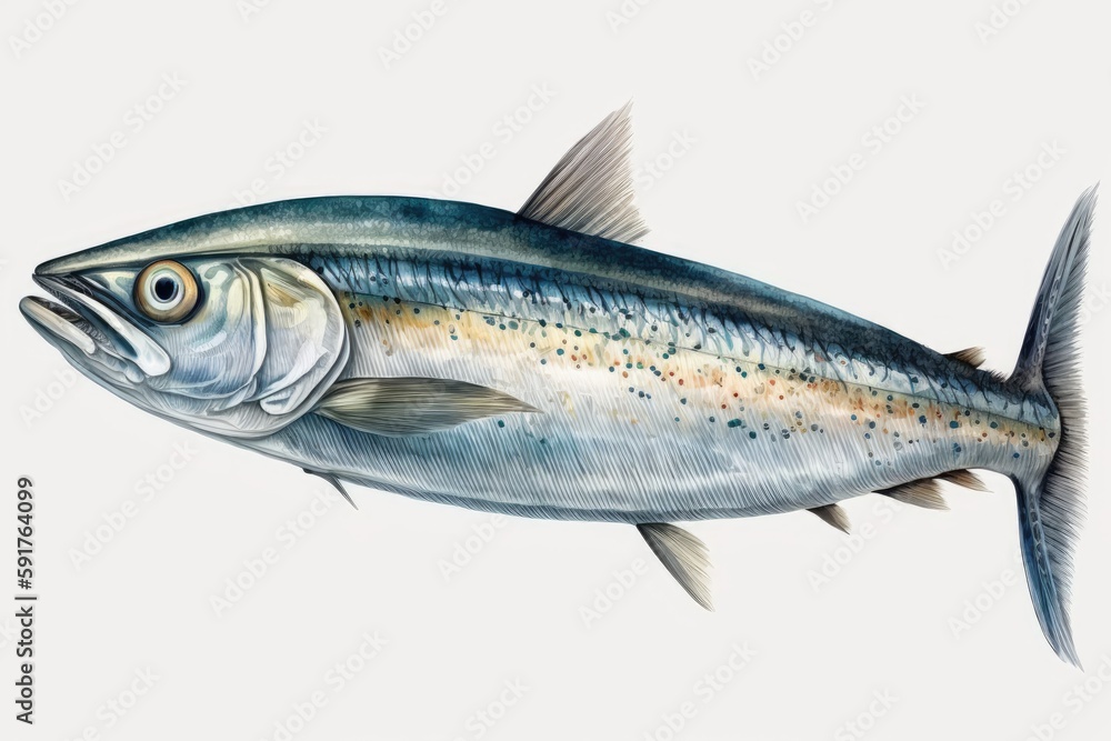 fish standing upright on a plain white background. Generative AI fish standing upright on a plain white background. Generative AI