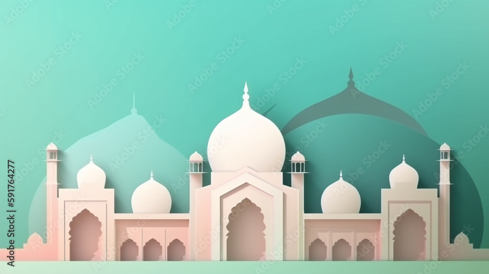 Mosque architecture graphic design with generative AI technology