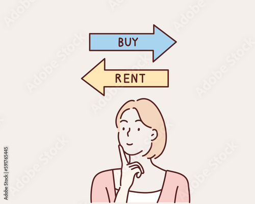 Buy or rent property concept. Hand drawn style vector design illustrations.