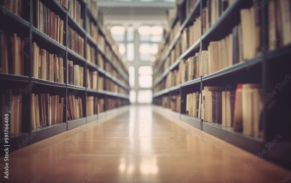 library shelves with books