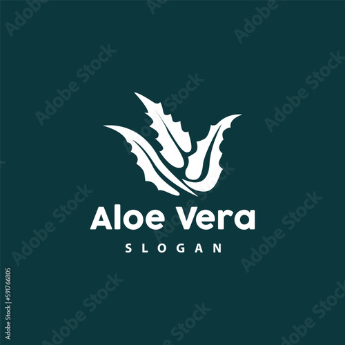 Aloe Vera Logo, Herbal Plant Vector, Illustration Symbol Icon Simple Design