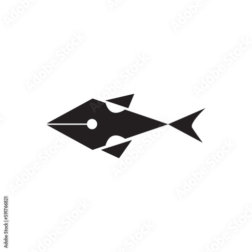 fish pen logo design illustration vector abstract